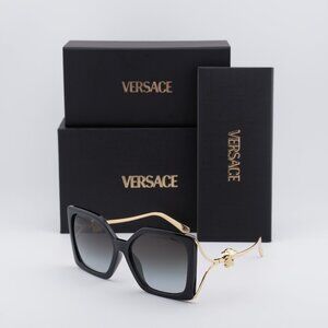 Versace VE4502U GB1/87 Square Sunglasses – Black Gold/Grey Gradient